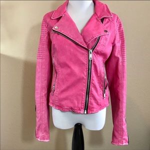 BlankNYC Hot Pink Vegan Leather Moto Jacket
